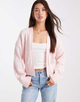 ASOS DESIGN - Strickjacke mit offenem Design in Rosa-Marineblau