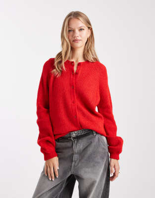 ASOS DESIGN - Strickjacke mit Raglanärmeln-Rot