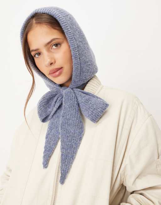 ASOS DESIGN – Strickkapuze in Blau mit Bindebändern, 3 von 3