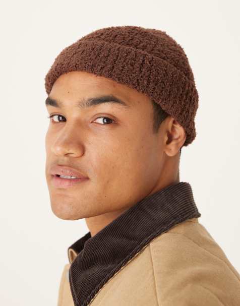 ASOS DESIGN – Strickmütze aus Teddystoff in Braun - view 1