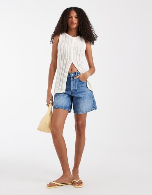 ASOS DESIGN – Strickoberteil in Ecru mit Laufmaschendesign, 4 von 4