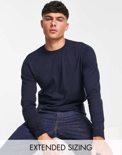 ASOS DESIGN – Strickpullover aus Baumwolle in Marineblau