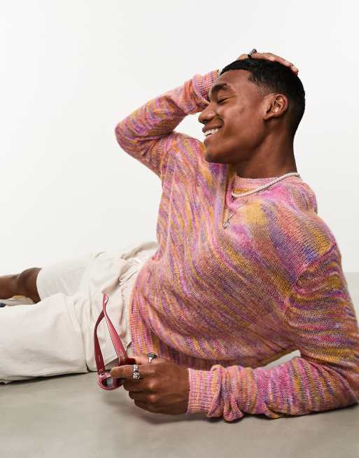 ASOS DESIGN – Strickpullover aus Spacedye-Garn in Rosa