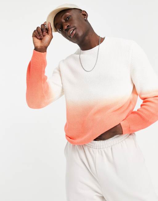 ASOS DESIGN – Strickpullover im Dip-Dye-Design in Orange