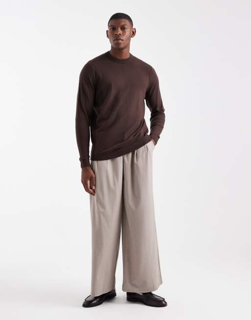ASOS DESIGN – Strickpullover in Braun mit Rundhalsausschnitt, 2 von 5