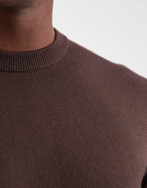 ASOS DESIGN – Strickpullover in Braun mit Rundhalsausschnitt, 5 von 5