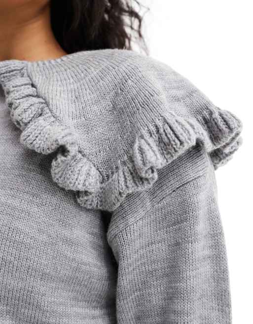 ASOS DESIGN – Strickpullover in Grau mit Kragen, 2 von 4