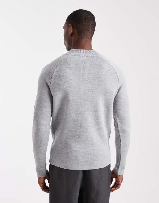 ASOS DESIGN – Strickpullover in Grau mit kurzem Reißverschluss, 3 von 5