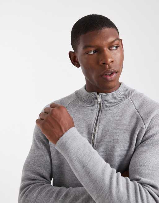 ASOS DESIGN – Strickpullover in Grau mit kurzem Reißverschluss, 5 von 5