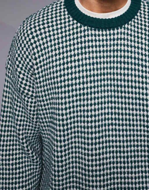ASOS DESIGN – Strickpullover in Grün mit Rundhalsausschnitt und Streifen, 5 von 5