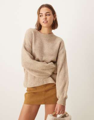 ASOS DESIGN - Strickpullover in Hellbeige-Brown