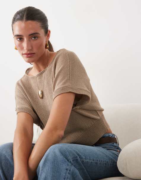 ASOS DESIGN Strickpullover in Mokka-Beige - view 1