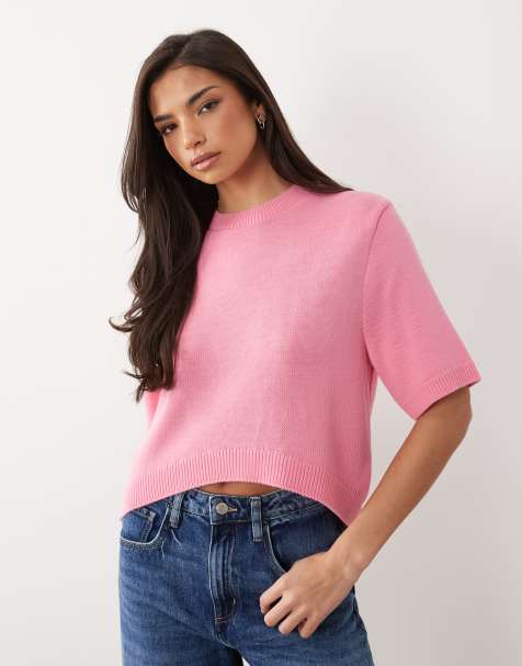 ASOS DESIGN – Strickpullover in Rosa mit abgerundetem Saum - view 1