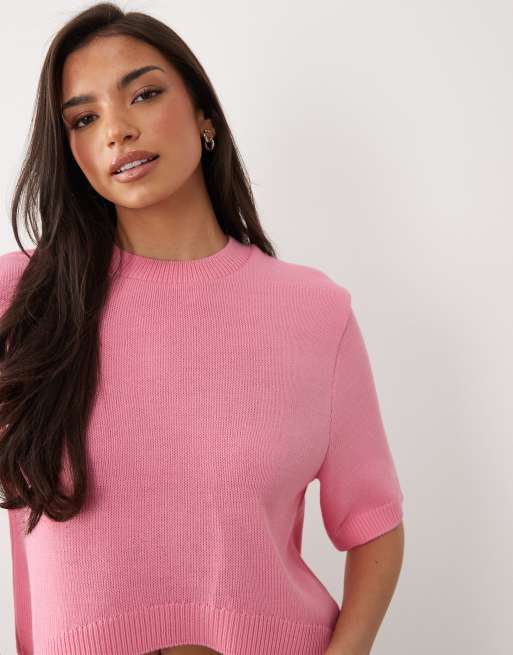 ASOS DESIGN – Strickpullover in Rosa mit abgerundetem Saum, 4 von 4