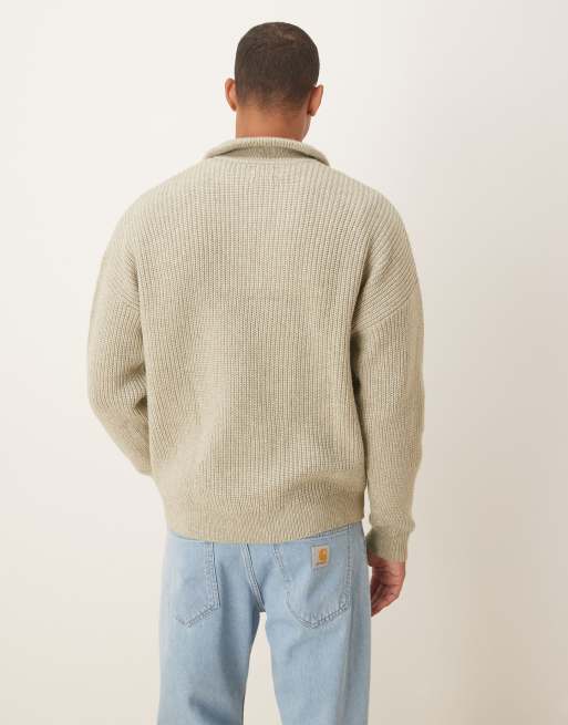 ASOS DESIGN – Strickpullover in Salbeigrün mit Knopfleiste und lockerer Passform, 3 von 5