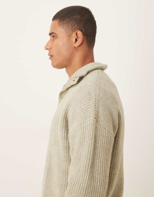 ASOS DESIGN – Strickpullover in Salbeigrün mit Knopfleiste und lockerer Passform, 4 von 5