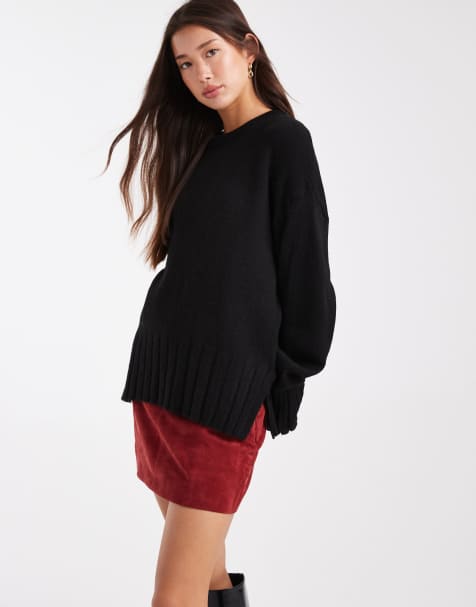 ASOS DESIGN – Strickpullover in Schwarz mit weiten Ärmeln - view 1