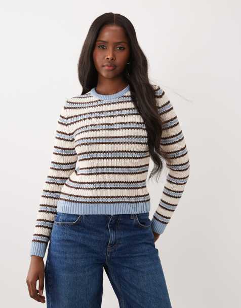 ASOS DESIGN – Strickpullover mit blauen Streifen - view 1