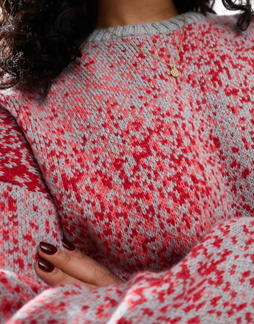 ASOS DESIGN – Strickpullover mit buntem, abstraktem Print und