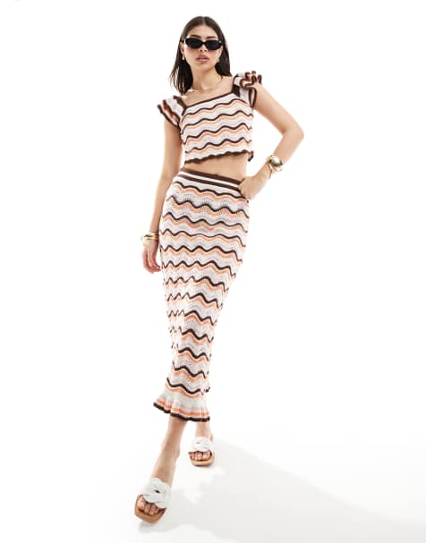 ASOS DESIGN – Strickrock mit Wellenmuster, Kombiteil - view 1