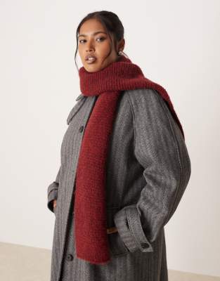 ASOS DESIGN - Strickschal aus Wollmix in Burgunderrot
