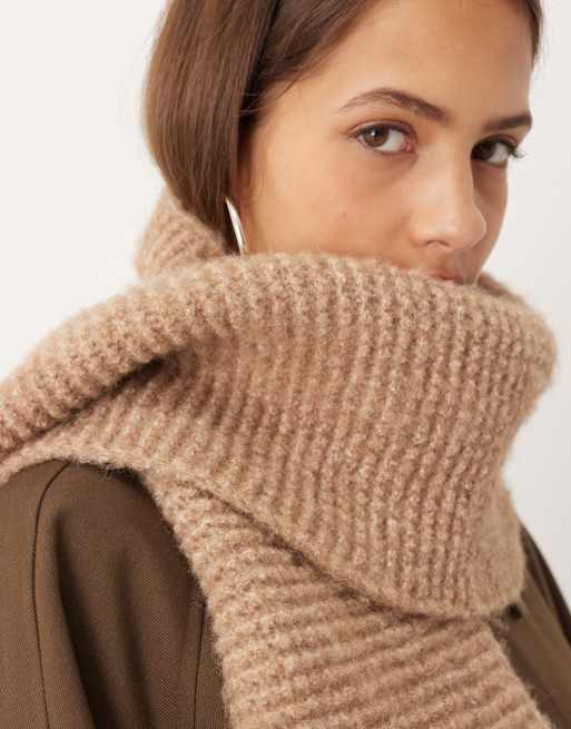 ASOS DESIGN – Strickschal aus Wollmix in hellem Haferbeige, 2 von 3