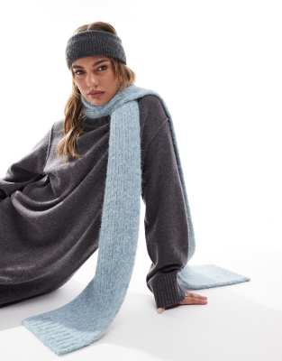 ASOS DESIGN - Strickschal aus Wollmix in Meerschaumblau