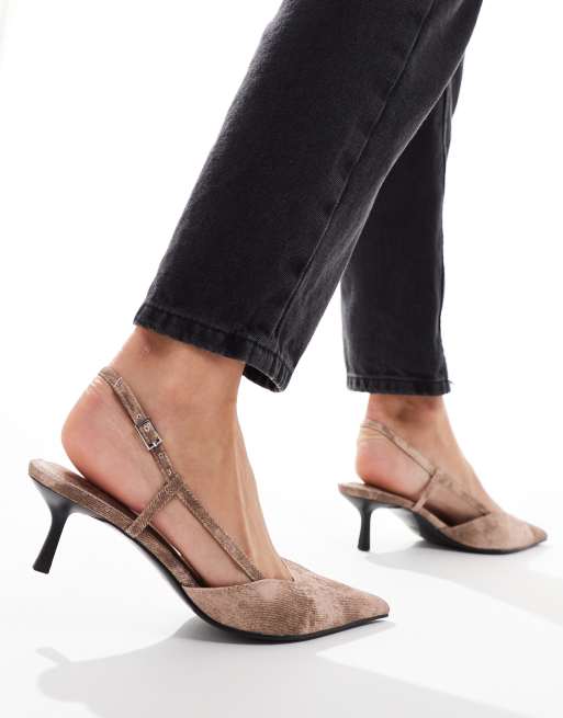 ASOS DESIGN – Strike – Denim-Pumps in Rosa mit Kitten-Heel-Absatz und Fersenriemen, 4 von 4