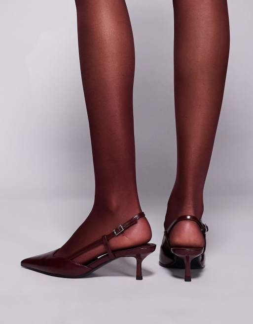 ASOS DESIGN - Strike - Scarpe con tacchetto a spillo bordeaux con cinturino posteriore, 4 di 4
