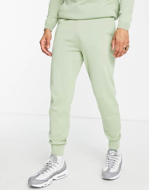 ASOS DESIGN - Strikkede joggingbukser i salvigrøn - Del af sæt, 3 af 4