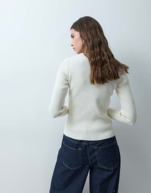 ASOS DESIGN strikket asymmetrisk cardigan med knapper i ecru, 4 af 4