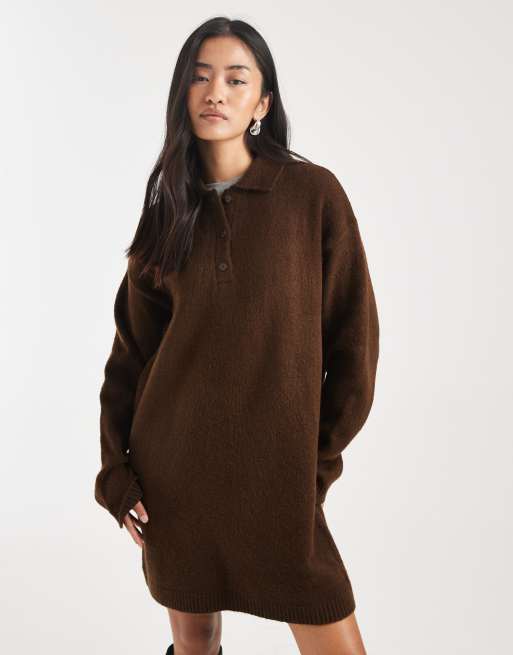 ASOS DESIGN - Strikket brun polokjole, 2 af 4