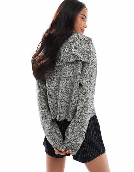 ASOS DESIGN - Strikket cardigan i meleret garn med lynlås og krave, 2 af 4