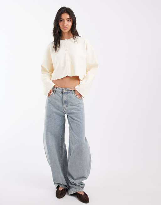 ASOS DESIGN strikket cardigan med batwingærmer i creme, 2 af 4