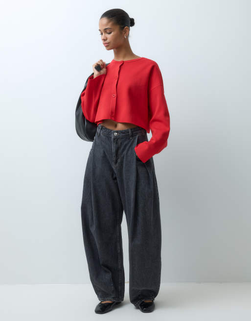 ASOS DESIGN strikket cardigan med flagermusærmer i rød, 2 af 5