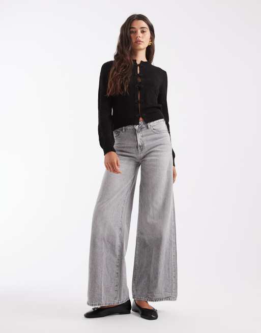 ASOS DESIGN strikket cardigan med mandarinkrave i sort, 2 af 4