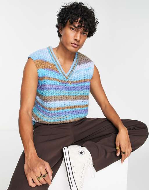 ASOS DESIGN - Strikket cropped tanktop i afslappet pasform med striber i flere farver 