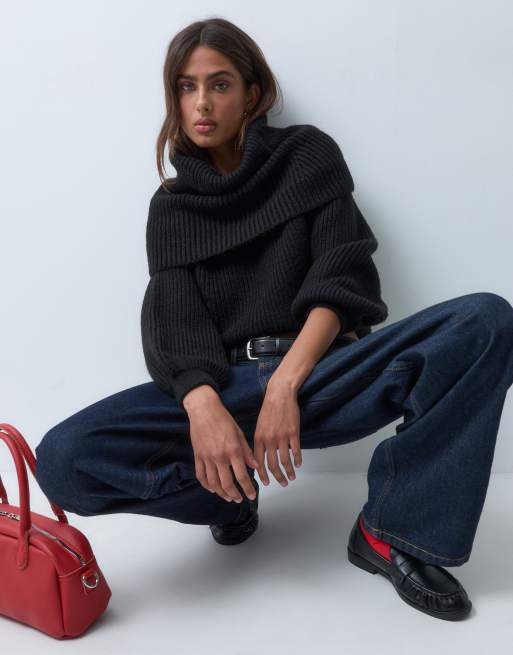 ASOS DESIGN strikket ekstremt løstsiddende hættetrøje i sort, 5 af 5