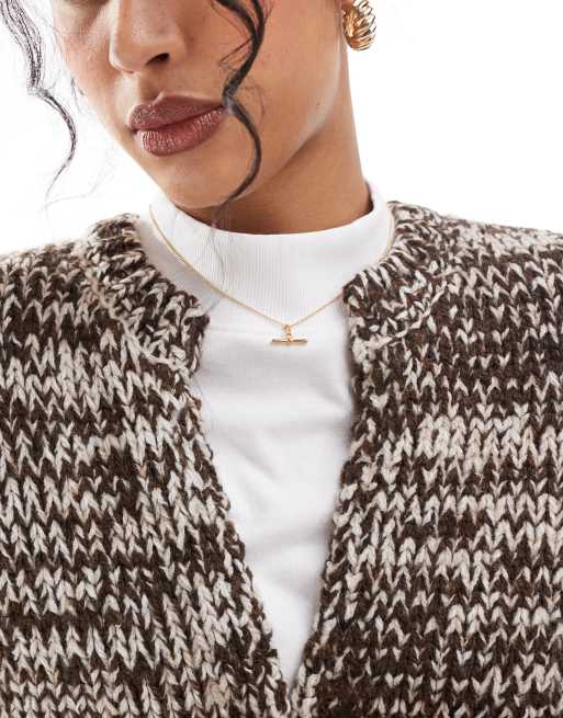 ASOS DESIGN - Strikket habitvest i meleret chokoladebrunt garn, 3 af 4