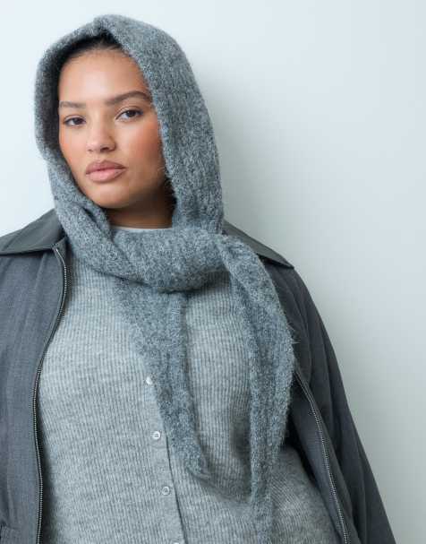 ASOS DESIGN strikket hætteskal i kulgrå - view 1