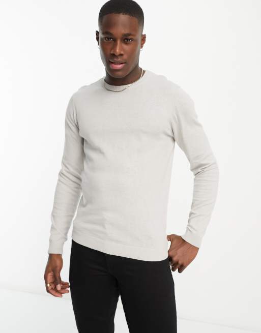 ASOS DESIGN - Strikket lysegrå bomuldstrøje