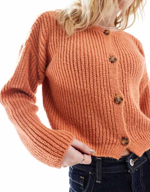 ASOS DESIGN - Strikket og abrikosfarvet cardigan med rund hals, 3 af 4