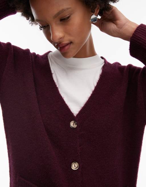 ASOS DESIGN - Strikket og oversized vinrød cardigan, 2 af 4
