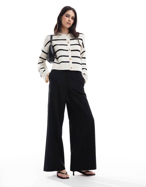 ASOS DESIGN - Strikket og stribet cardigan med rund hals og tekstur samt guldfarvede knapper, 2 af 4