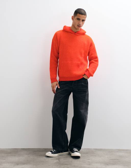 ASOS DESIGN strikket oversized ribstrikket hættetrøje i orange, 2 af 5