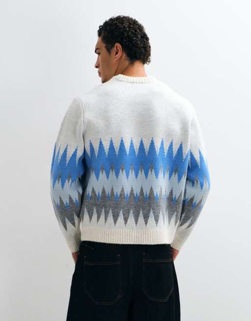 ASOS DESIGN strikket oversized trøje med chevron-mønster i multifarvet, 3 af 5
