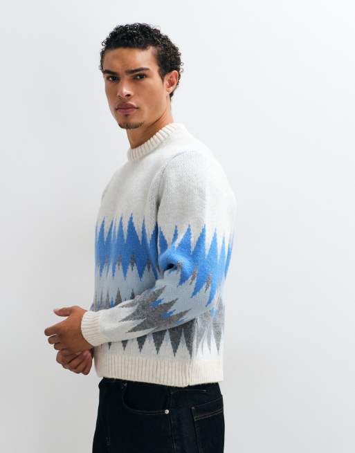 ASOS DESIGN strikket oversized trøje med chevron-mønster i multifarvet, 4 af 5