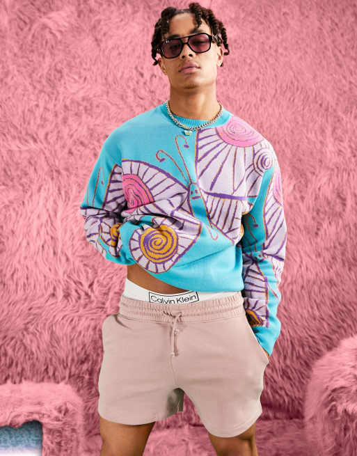 ASOS DESIGN - Strikket, oversized trøje med sommerfugledesign