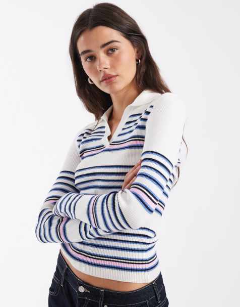ASOS DESIGN strikket polotrøje i stribe - view 1
