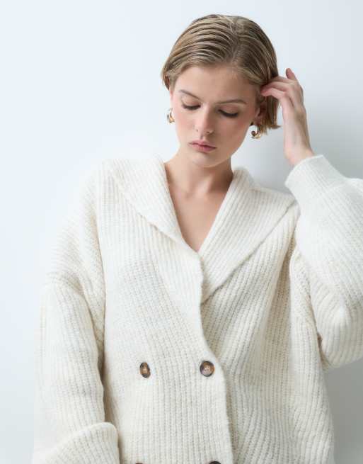 ASOS DESIGN strikket sjalscardigan i creme, 3 af 5